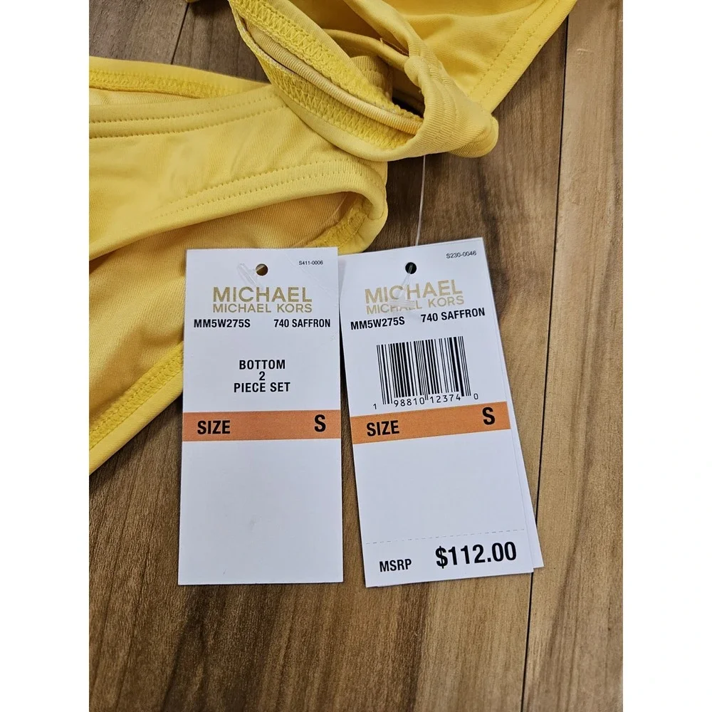 Michael Kors Logo-Ring Halter 2-Piece Bikini Swimsuit Yellow Women's Size Small